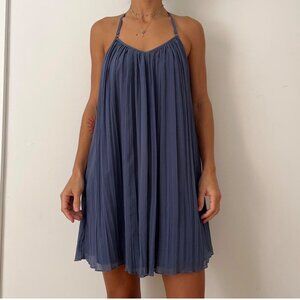 Abercrombie & Fitch antique blue trapeze pleated lined dress size Small